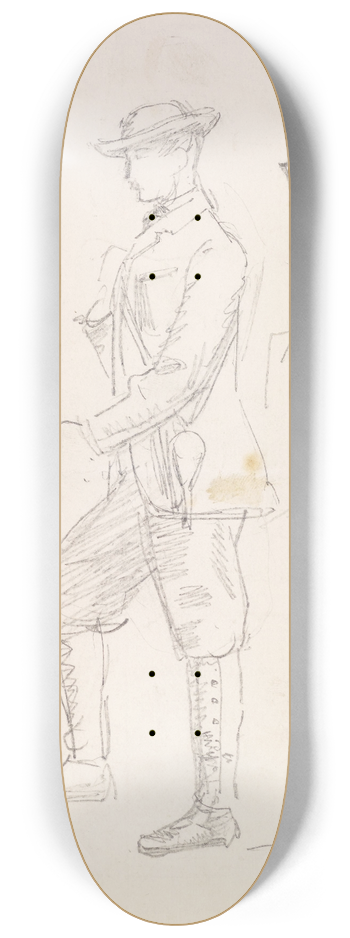 Sir John Everett Millais - Male  Two Sketches of a young Man dressed for Shooting 8.25 inch art skate deck
