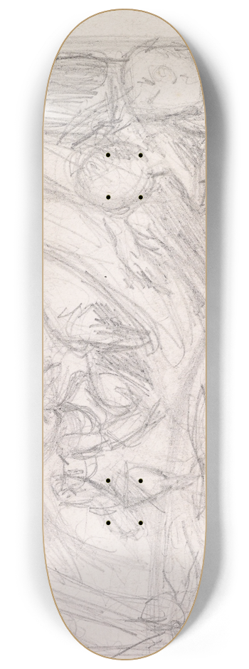 Sir John Everett Millais - Tennysons The Day-Dream  Sketch of the King and Courtiers awakening the Revival 8.25 inch art skate deck
