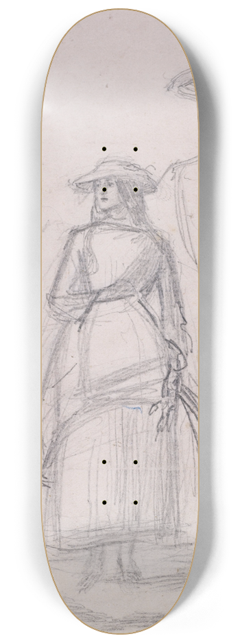 Sir John Everett Millais - Thomas Hoods Ruth  Two Figure Sketches 8.25 inch art skate deck