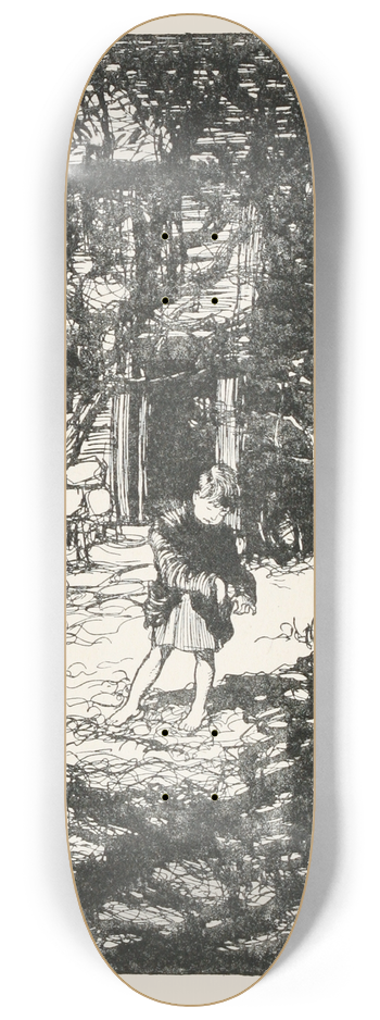 Arthur Rackham - Hansel picked up the glittering white pebbles and filled his pockets with them 8.25 inch art skate deck