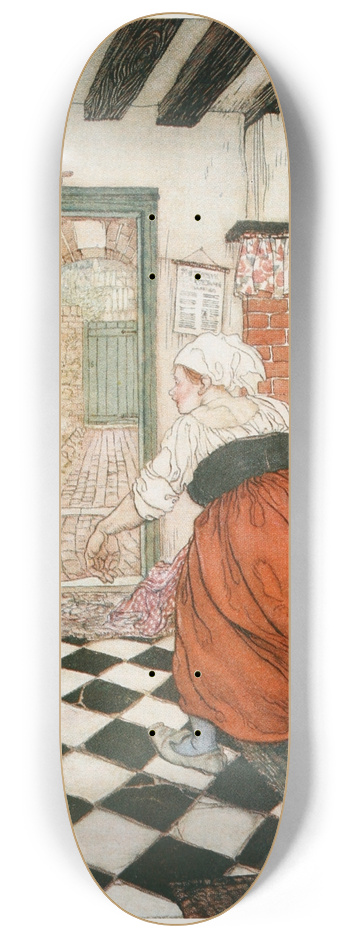 Arthur Rackham - Manys the beating he had from the broomstick or the ladle 8.25 inch art skate deck