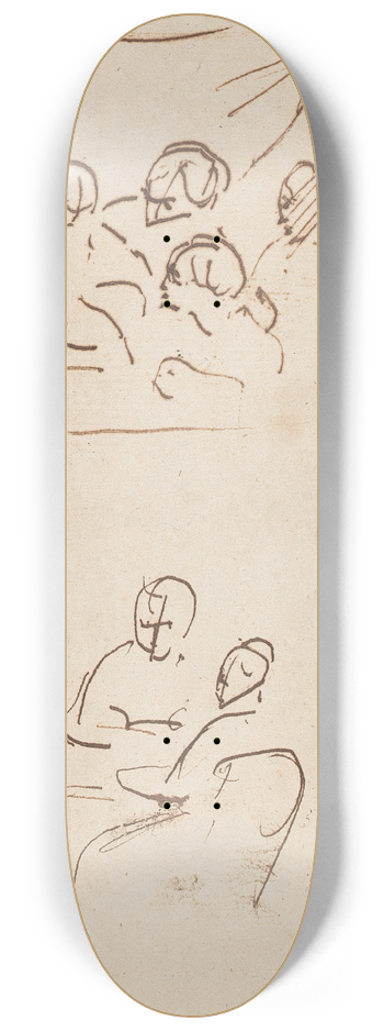 Sir Joshua Reynolds - Two Sketches of Group 8.25 inch art skate deck