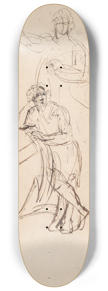 Sir Joshua Reynolds - Two Sketches of Man. 8.25 inch art skate deck