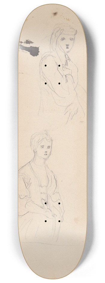 Sir Joshua Reynolds - Two Sketches of Woman. 8.25 inch art skate deck