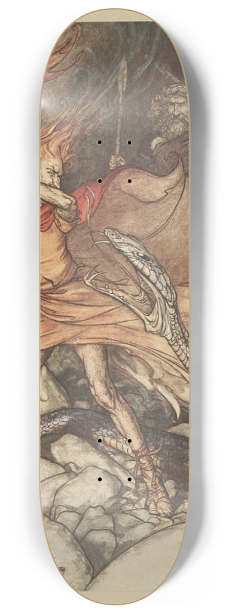 Arthur Rackham - Ohe! Ohe! Horrible dragon, O swallow me not! 8.25 inch art skate deck