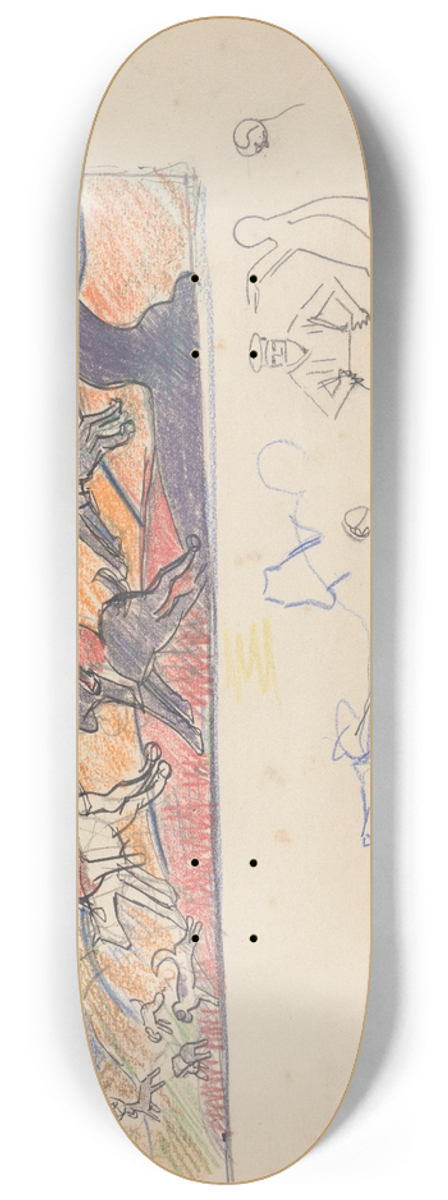 Spencer Frederick Gore - Cave of the Golden Calf; Study for Deer Hunting Mural 8.25 inch art skate deck