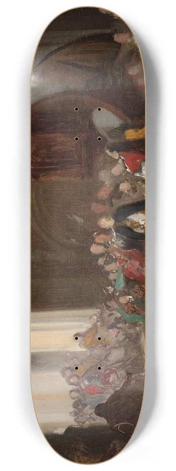 Stanisaw Chlebowski - Scene in a church, sketch for a historical scene 8.25 inch art skate deck