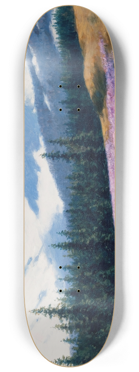 Stanisaw Witkiewicz - Crocuses with Snowy Mountains Behind 8.25 inch art skate deck