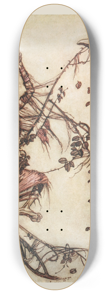 Arthur Rackham - The quicker he played, the higher she had to jump 8.25 inch art skate deck