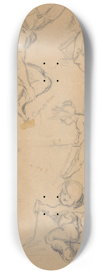 Stanisaw Wyspiaski - Sketches of four puttos and a nude woman 8.25 inch art skate deck