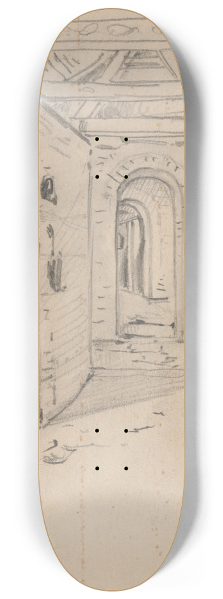 Stanisaw Wyspiaski - Sketch of the interior of the Barbican of Cracow 8.25 inch art skate deck