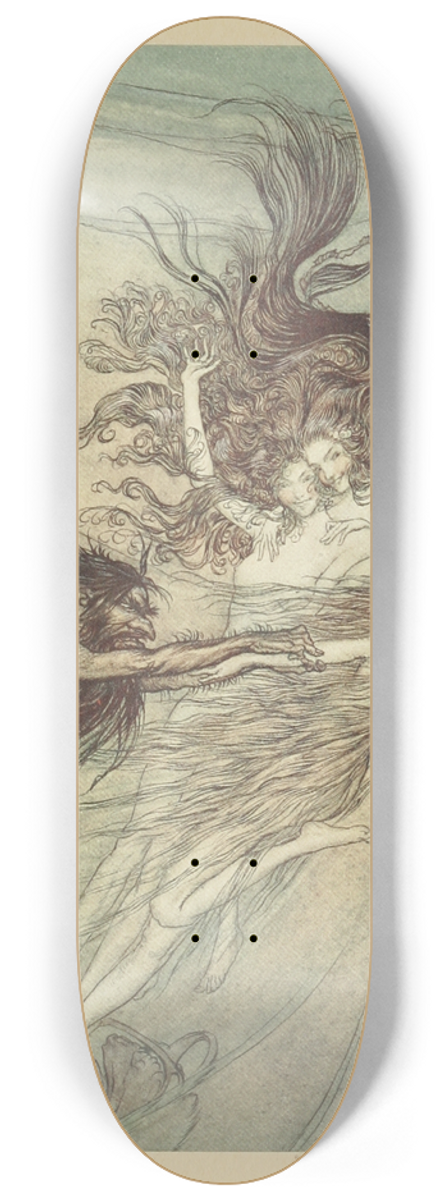 Arthur Rackham - The Rhine-Maidens teasing Alberich 8.25 inch art skate deck