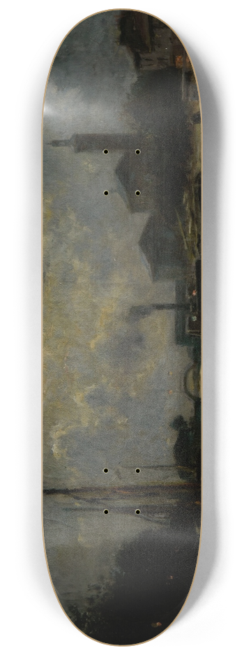 Stanislas Lpine - Bateaux sur le fleuve, clair de lune 8.25 inch art skate deck