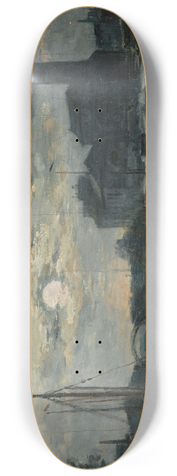 Stanislas Lpine - Le Canal De Lourcq, Lglise Saint-Christophe, Vue Du Quai De La Marne. Effet De Lune 8.25 inch art skate deck