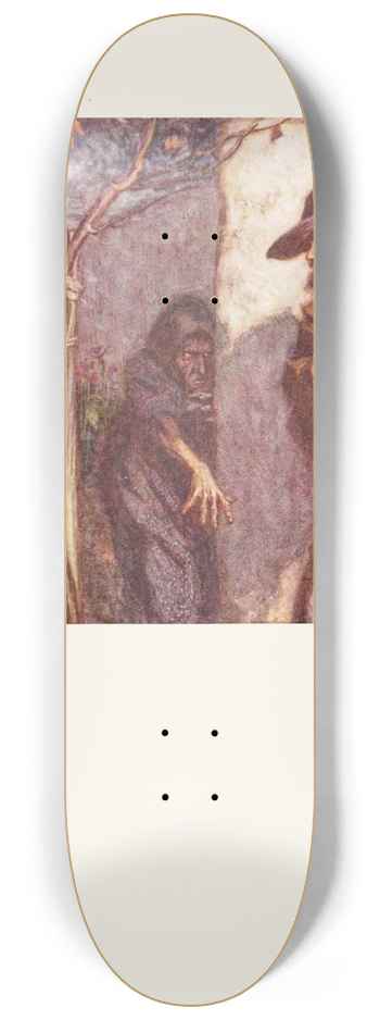 Arthur Rackham - When he went over the wall he was terrified to see the Witch before him 8.25 inch art skate deck