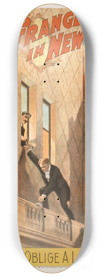 Strobridge & Co. Lith. - Hoyts A stranger in New York 8.25 inch art skate deck