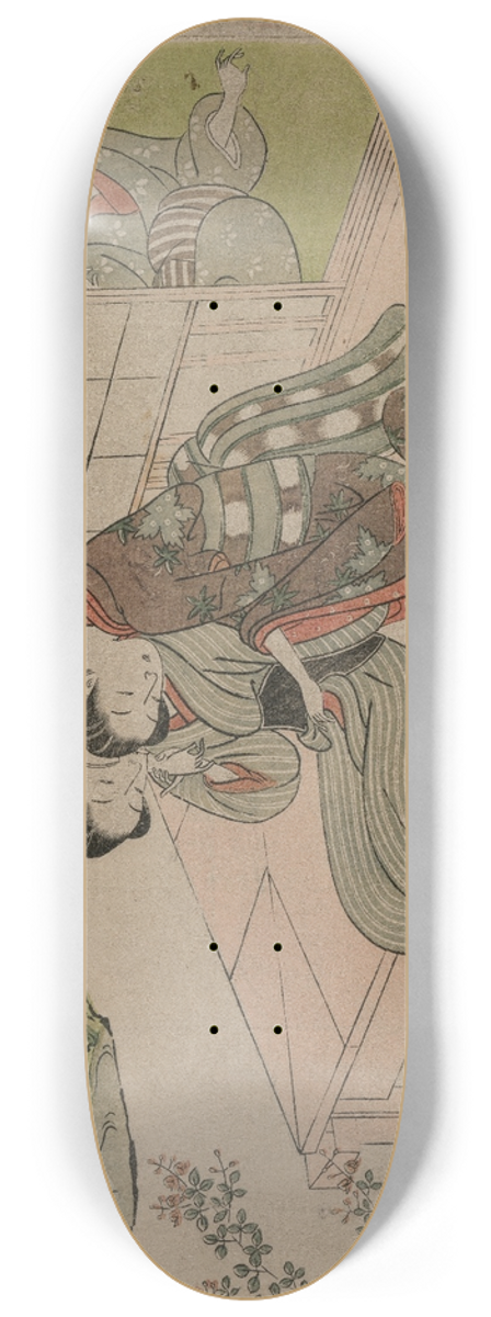 Suzuki Harunobu - Woman Watching Young Couple Embrace on a Veranda 8.25 inch art skate deck