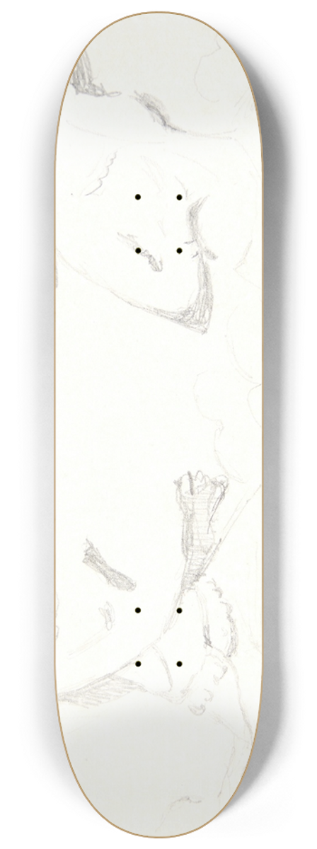 Svend Rathsack - Svvende kvinder Studieblad efter relieffer i Borobudur, Java 8.25 inch art skate deck