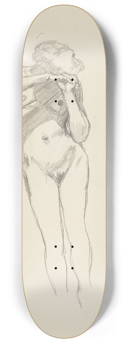 Adolf Sternschuss - akt stojcej kobiety z pochylon gow 8.25 inch art skate deck