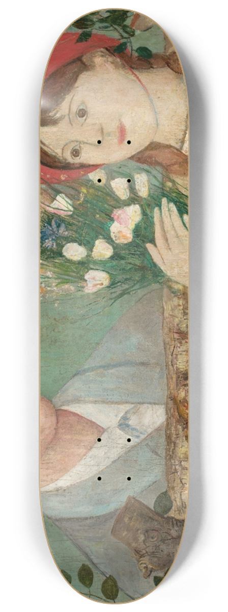 Tadeusz Makowski - Idyll beside a fence (Self-portrait, girl with flowers and dog) 8.25 inch art skate deck