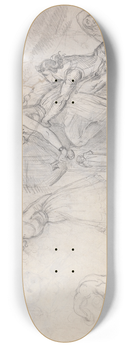 Theodor von Holst - Sheet of Sketches 8.25 inch art skate deck