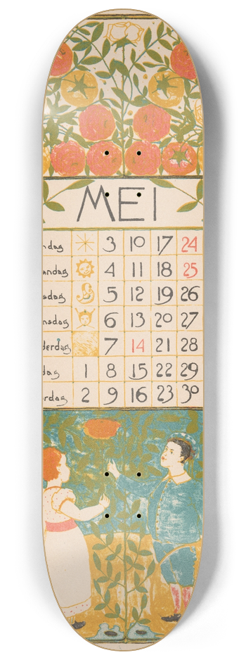 Theo Nieuwenhuis - Kalenderblad voor mei 1896 8.25 inch art skate deck