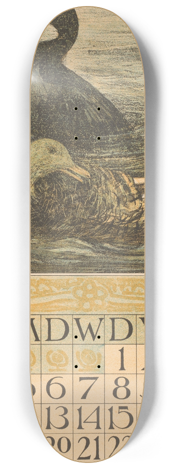 Theo van Hoytema - Kalenderblad april met twee zwemmende eenden 8.25 inch art skate deck