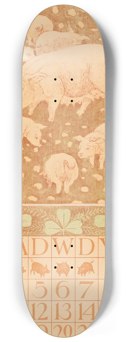 Theo van Hoytema - Kalenderblad april met varkens 8.25 inch art skate deck