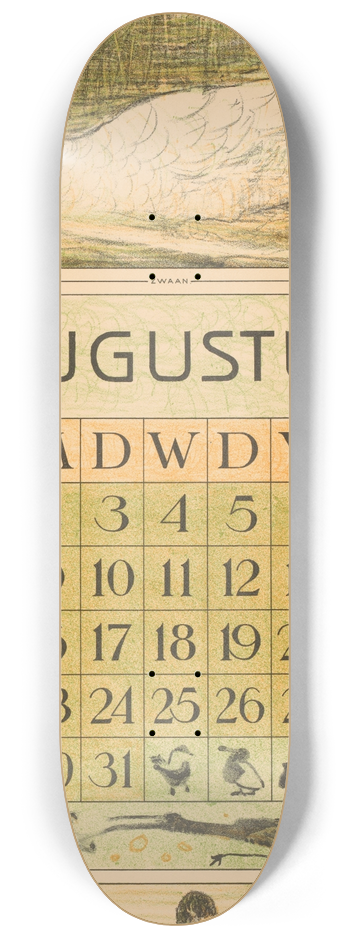 Theo van Hoytema - Kalenderblad augustus met zwaan 8.25 inch art skate deck