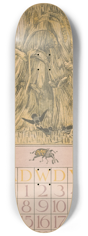 Theo van Hoytema - Kalenderblad juli met korenschoven 8.25 inch art skate deck