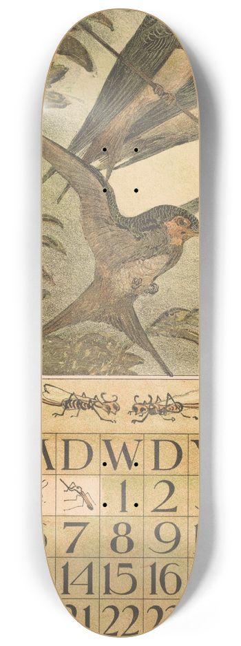 Theo van Hoytema - Kalenderblad juni met zwaluwen 8.25 inch art skate deck