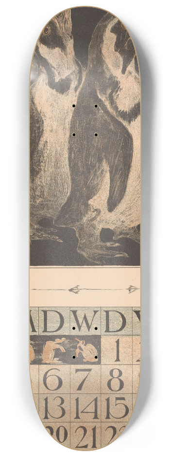 Theo van Hoytema - Kalenderblad november met drie pinguns 8.25 inch art skate deck