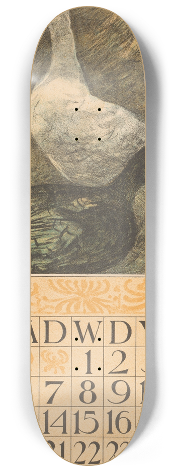 Theo van Hoytema - Kalenderblad september met twee staande eenden 8.25 inch art skate deck