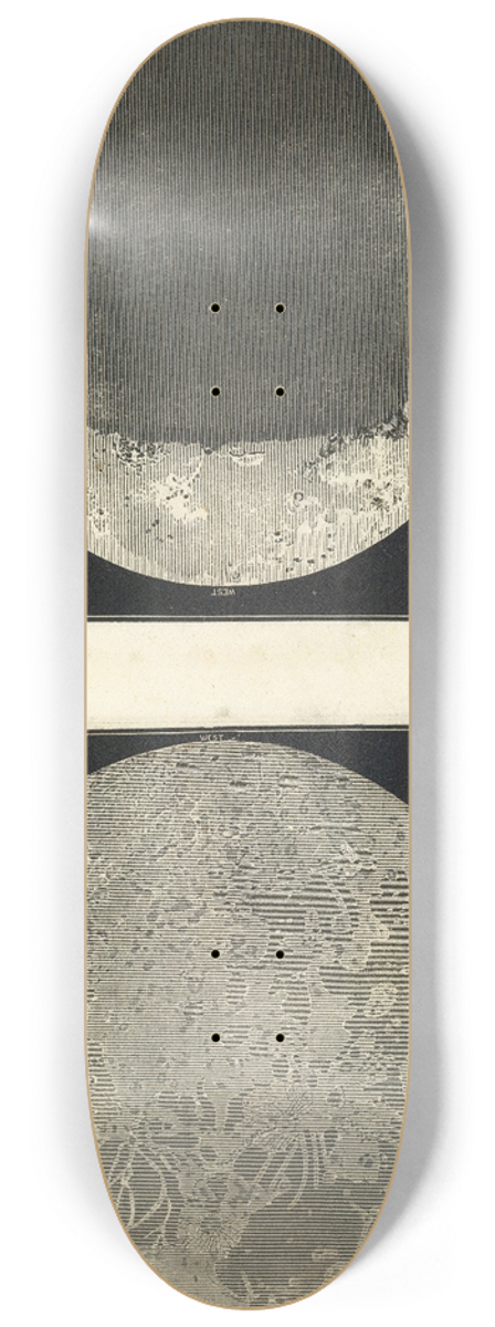 Asa Smith - Telescopic view of the full Moon. Telescopic view of the Moon past the last quadrature. 8.25 inch art skate deck