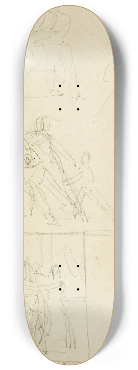 Thodore Gricault - Four compositional studies for a group of figures 8.25 inch art skate deck