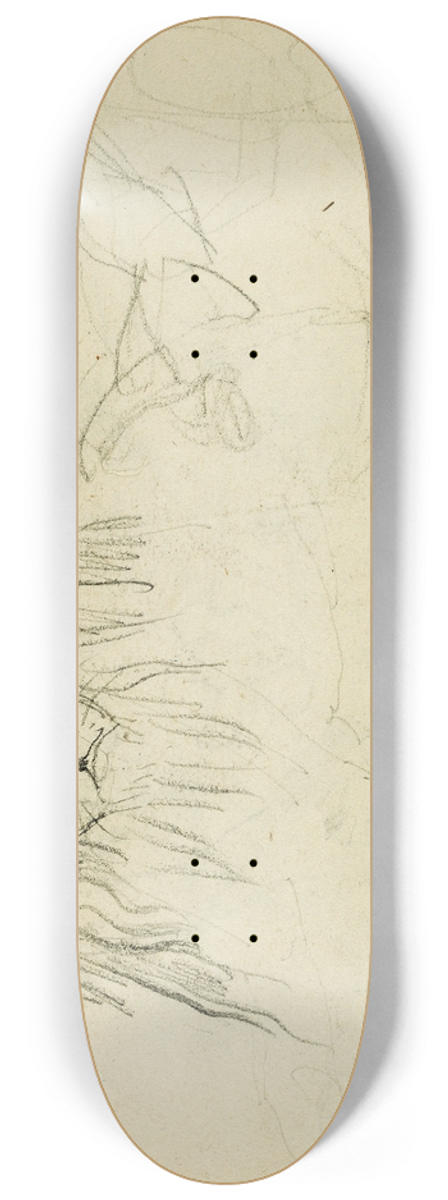 Thodore Gricault - Head on view of seated lion 8.25 inch art skate deck