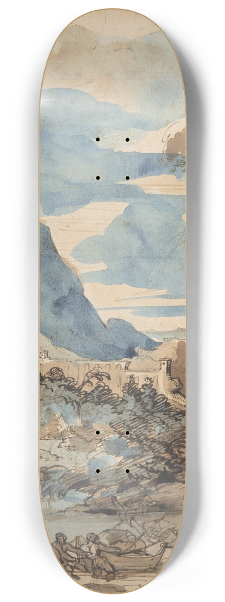 Thodore Gricault - Landscape with Fishermen 8.25 inch art skate deck