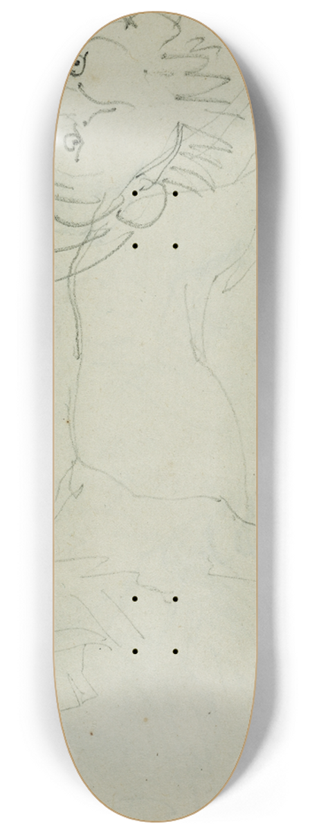 Thodore Gricault - Lion walking, face of lion 8.25 inch art skate deck