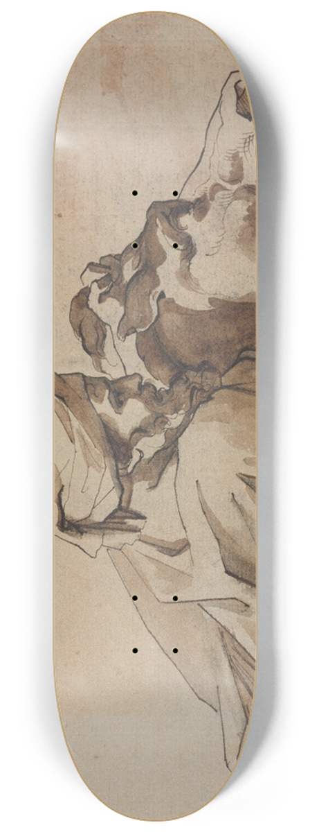 Thodore Gricault - Man Clutching a Horse in Water, after Poussins Deluge (recto) 8.25 inch art skate deck