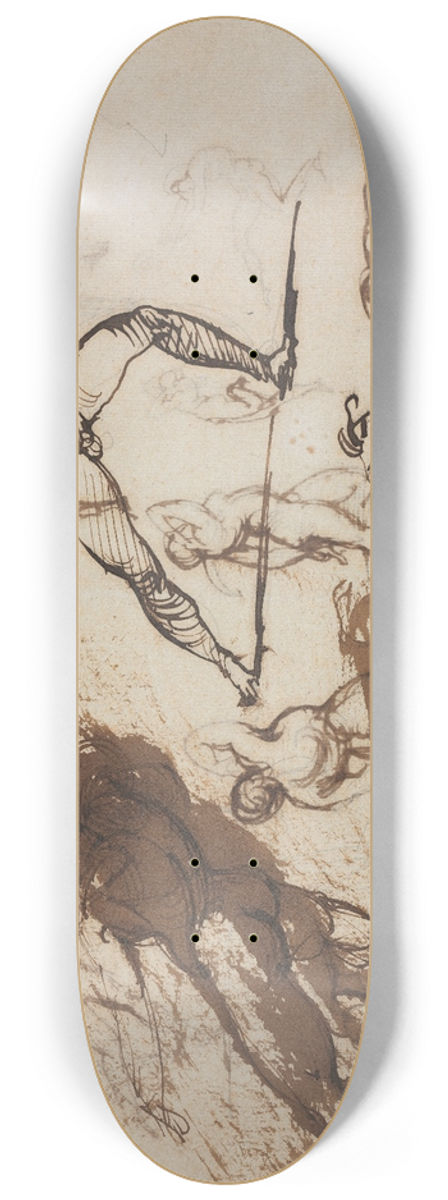Thodore Gricault - Sheet of Sketches (recto) 8.25 inch art skate deck