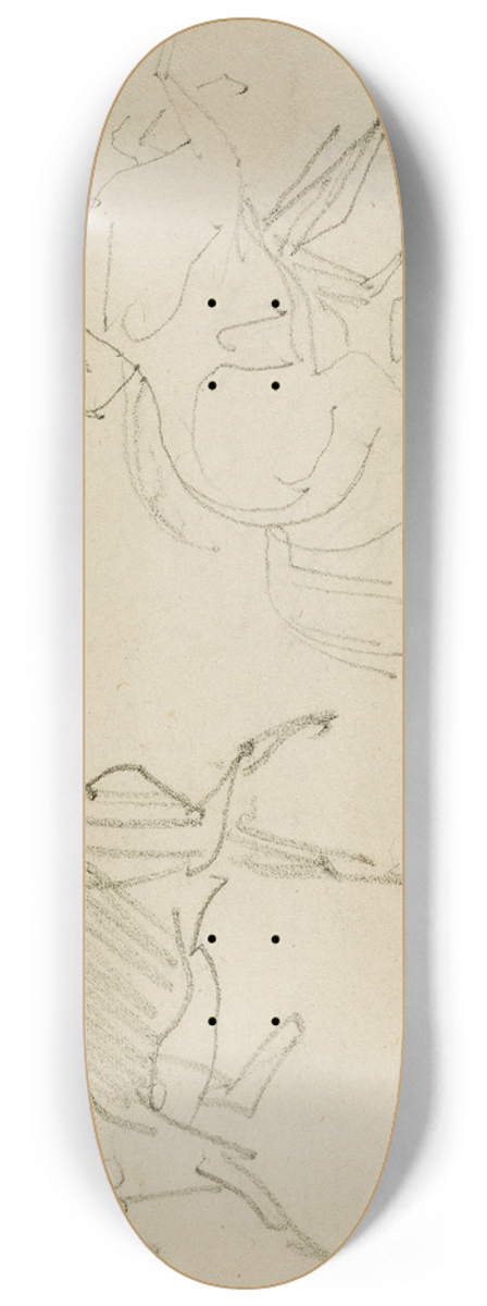 Thodore Gricault - Three horse studies 8.25 inch art skate deck