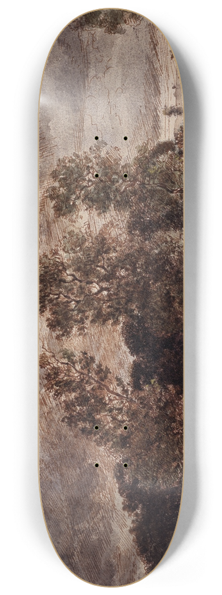 Thodore Rousseau - Landscape with thunderstorms 8.25 inch art skate deck