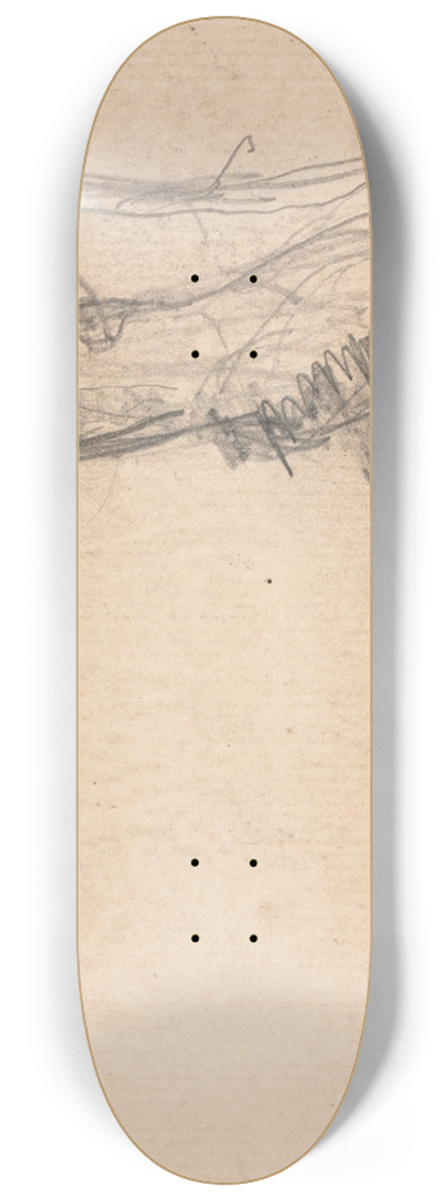 Thodule Ribot - Sketch of Two Figures Embracing (verso) 8.25 inch art skate deck
