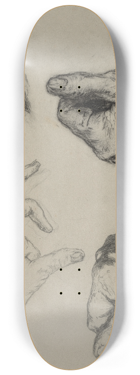 Thodule Ribot - Study of Hands (recto) 8.25 inch art skate deck