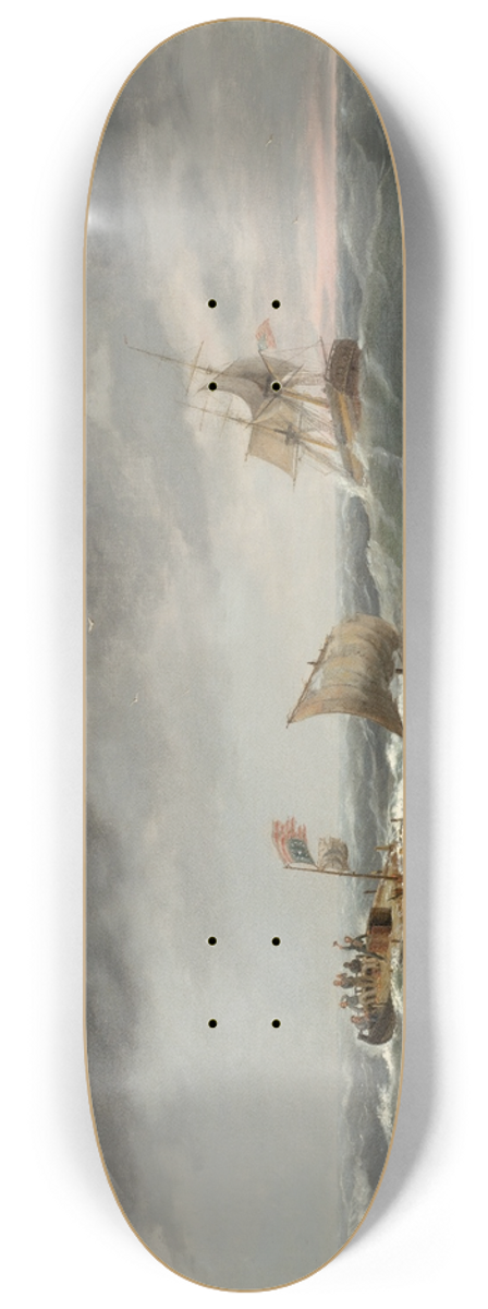 Thomas Birch - Loss of the Schooner John S. Spence of Norfolk, Virginia, 2d view-Rescue of the Survivors 8.25 inch art skate deck