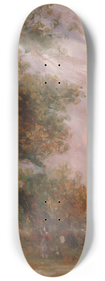 Thomas Churchyard - Landscape with Trees and a Figure 8.25 inch art skate deck