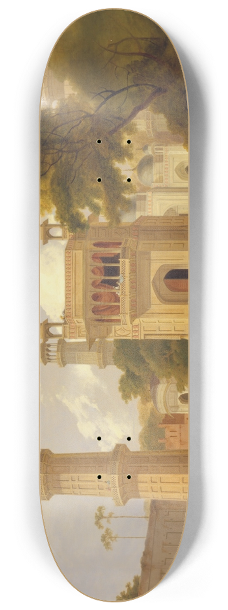 Thomas Daniell - Indian Temple, Said to Be the Mosque of Abo-ul-Nabi, Muttra 8.25 inch art skate deck