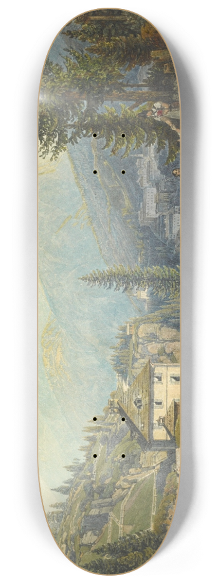 Thomas Ender - View of the Residence of Archduke Johann in Gastein Hot Springs 8.25 inch art skate deck