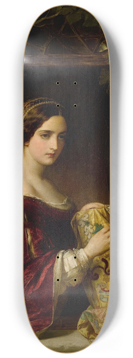 Thomas Francis Dicksee - Waiting 8.25 inch art skate deck