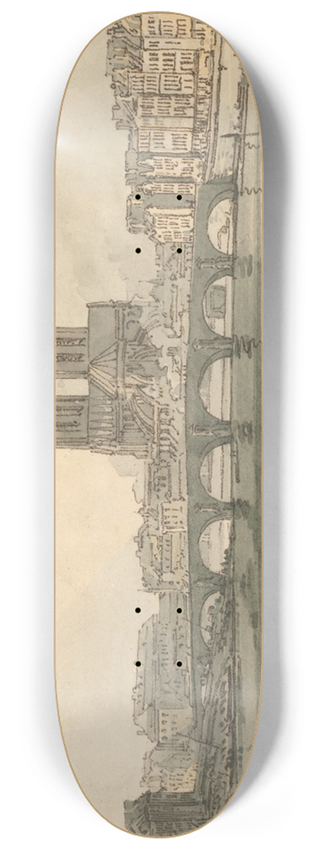 Thomas Girtin - A View of the Pont de la Tournelle and Notre Dame Taken From the Arsenal 8.25 inch art skate deck